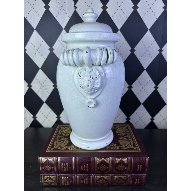 1970s Italian Torcivia E Todaro for Fortunata Crackle Glaze Lidded Urn For Sale - Image 12 of 18