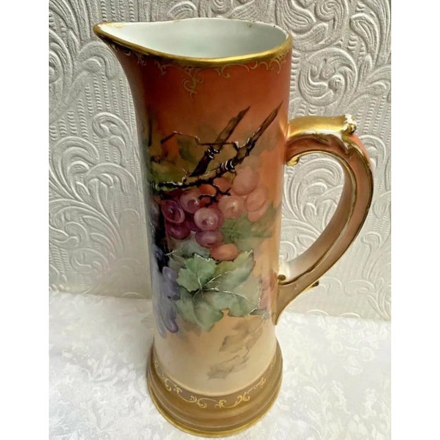 Late 19th Century Antique Tv Limoges Hand-Painted Grapes Tankard For Sale - Image 5 of 11