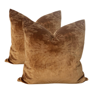 Italian 24" Venezia Rame Velvet Pillows - A Pair