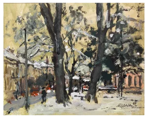 Magdalena Spasowicz, Warsaw: Krakowskie Przedmiescie, Oil on Board, 1999