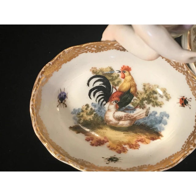 19th Century 19th Century Antique KPM Berlin Porcelain Handpainted Double Salt With Cherub Figurine For Sale - Image 5 of 13