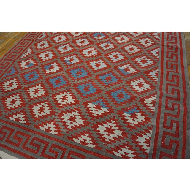 1930s Gray Diamond Tribal Antique Indian Cotton Dhurrie Carpet 5' X 7'8" Flatweave Rug For Sale In New York - Image 6 of 10