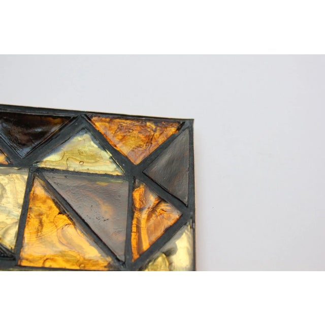 Amber Mid-Century Modern Cut Glass Mosaic Tile Trinket Tray For Sale - Image 8 of 9