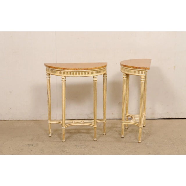 Early 20th Century Italian Pair Antique Petite-Size Demi-Lunes For Sale - Image 4 of 11