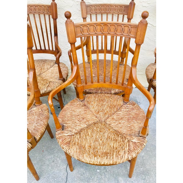 Brown 1950s Vintage Tomlinson Dining Chairs- Rush Seat Set of 4 For Sale - Image 8 of 10