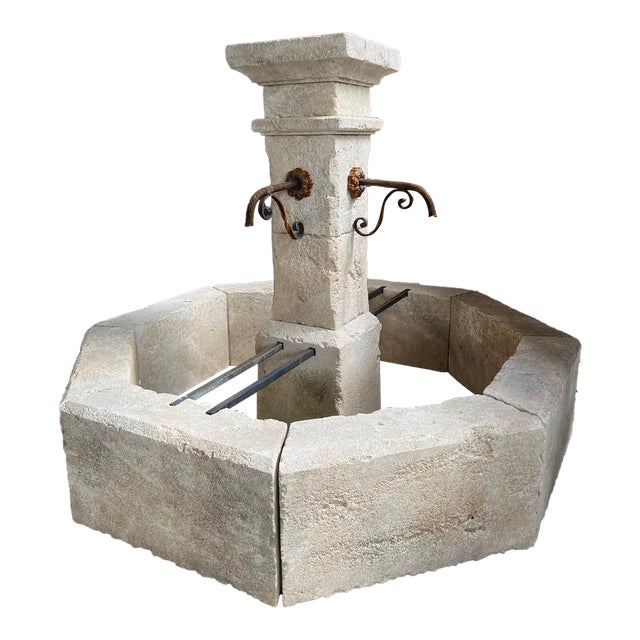 Auriol French Limestone Octagonal Center Fountain From Provence For Sale