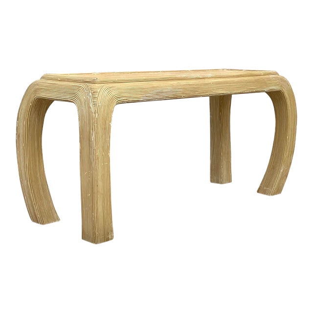 Vintage Asian Washed Pencil Reed Ming Console Table For Sale