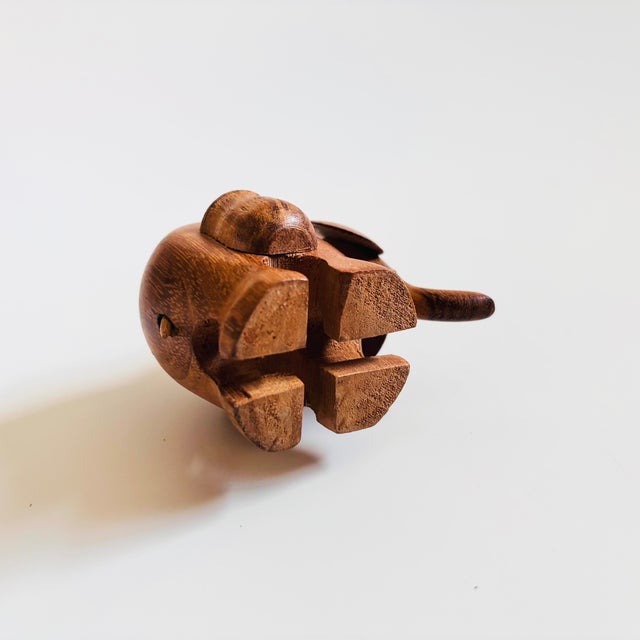 Mid 20th Century Wood Elephant Toothpick Holder For Sale - Image 10 of 10
