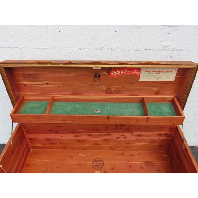 Lane Art Deco Waterfall Inlay Cedar Chest Blanket Trunk 6627 For Sale - Image 9 of 18