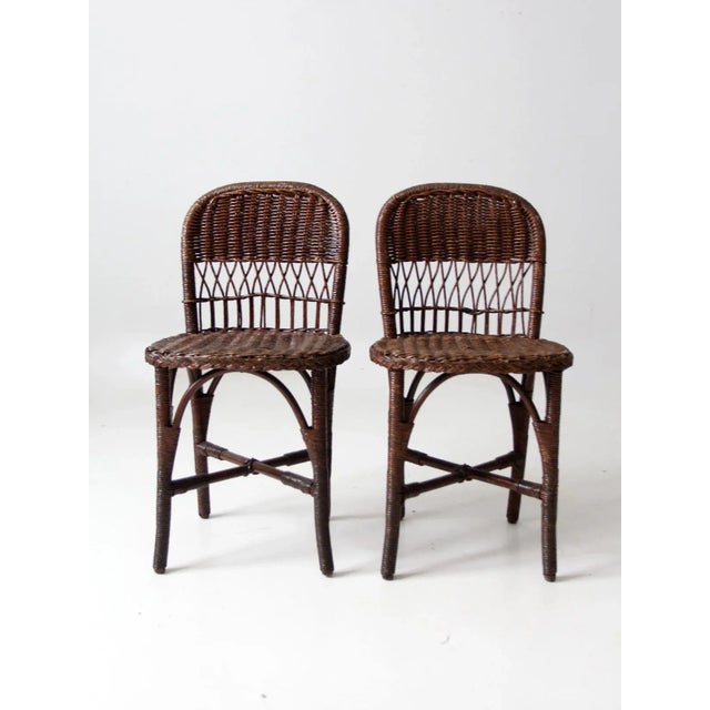 Antique Wicker Chairs Pair For Sale - Image 12 of 12