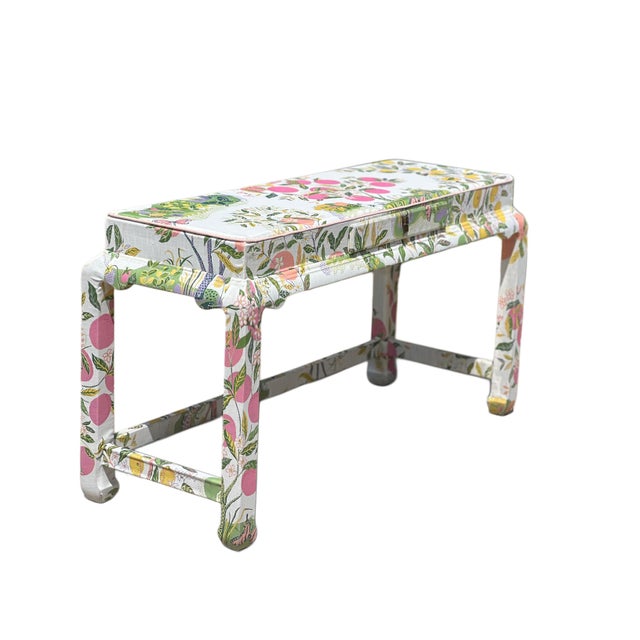 Schumacher “Citrus Garden” Wrapped Ming Style Console Table For Sale - Image 13 of 18