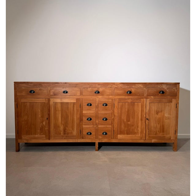 Wood Large Teak Sideboard with Multiple Drawers and Cupboards For Sale - Image 7 of 7