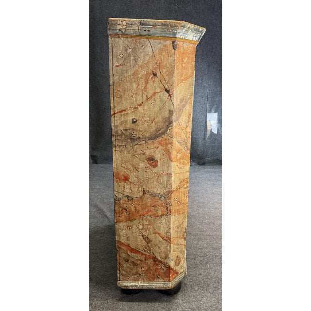 18th Century 18th Century Hand-Painted Faux-Marble Pine Armoire For Sale - Image 5 of 18