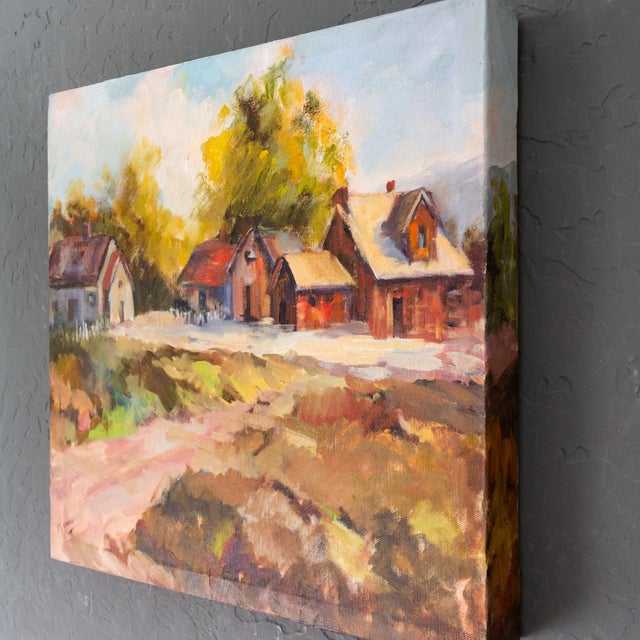Original Impressionist Landscape Farm House Oil Painting Signed Rodden For Sale - Image 4 of 8