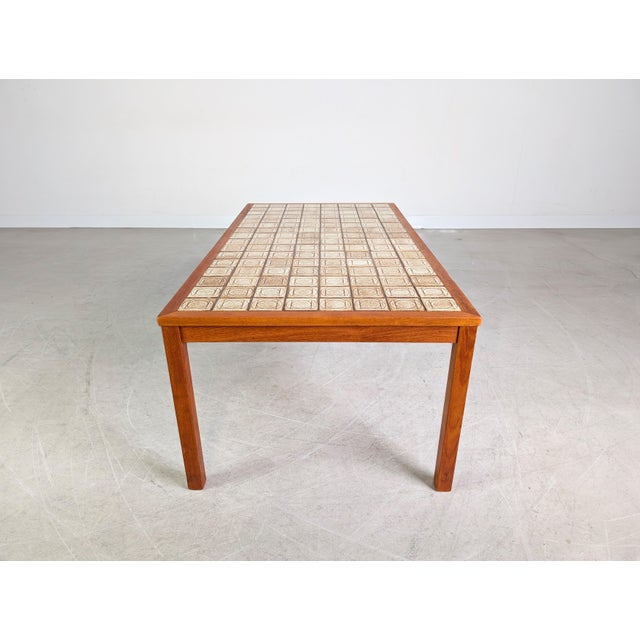Mid-Century Brutalist Coffee Table in Teak with Ceramic Tiles For Sale - Image 6 of 8