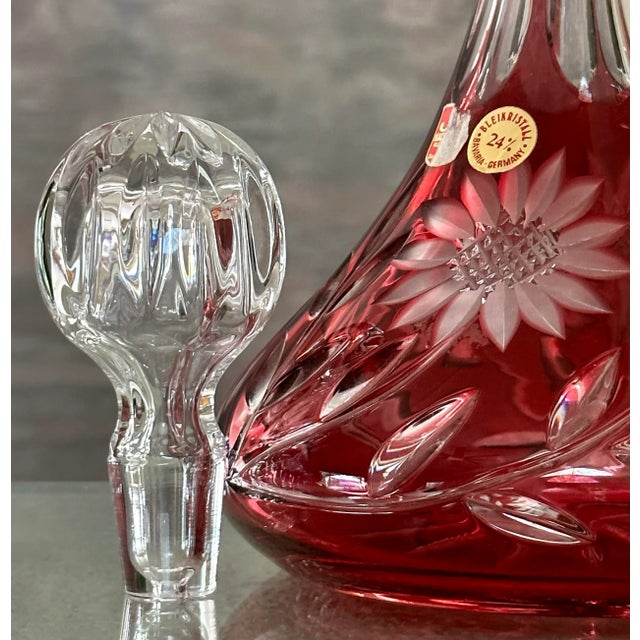 Traditional Mid 20th Century Decanter Nachtmann Ruby Red Ships Decanter With Stopper For Sale - Image 3 of 11