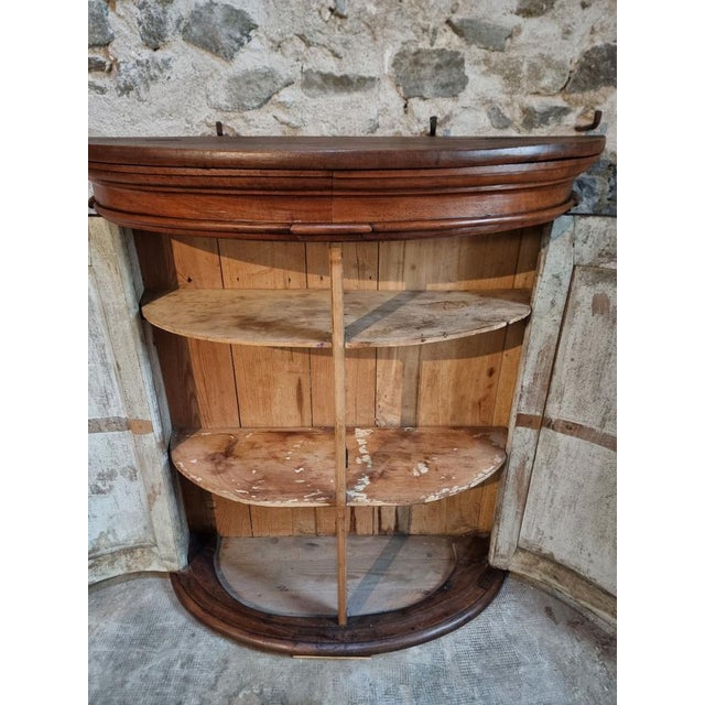 Antique French Château Walnut Demi-Lune Cabinet, Late 18th Century For Sale - Image 17 of 18