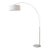 1960s Morelli Float Floor Lamp - 92" Mid Century Modern Arc Lamp, Satin Nickel Finish, White Linen Shade, White Marble Base For Sale