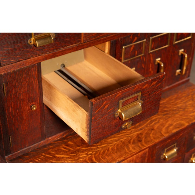 Early 20th Century Modular Oak Barrister Cabinet by Yawman & Erbe For Sale - Image 10 of 11