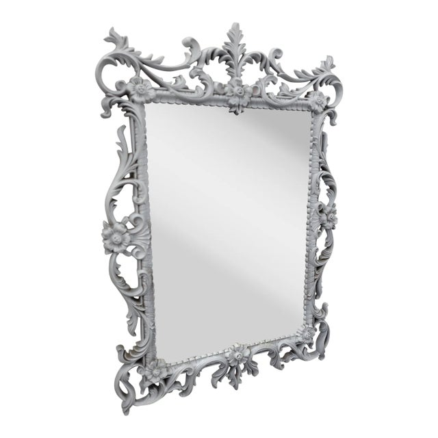 Vintage White Turner Square Wall Mirro For Sale