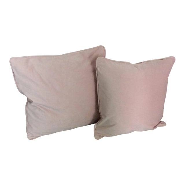 Contemporary Italian Light Pink Velvet Pillows - Pair For Sale