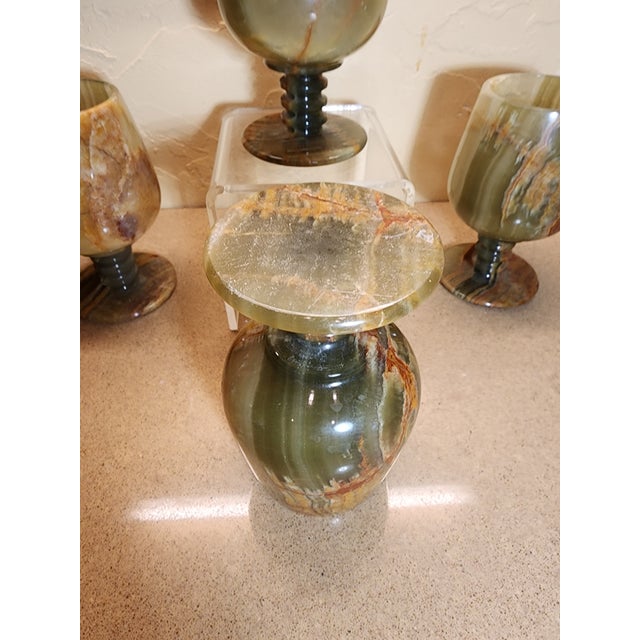 Four Green Onyx Goblets For Sale In San Antonio - Image 6 of 10