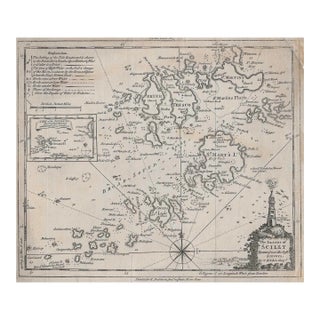 Antique English Map of the Islands of Scilly Off Cornwall For Sale