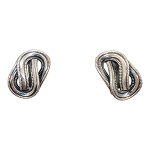 Vintage 1950s Signed Napier Silvertone Knot Clip Earrings-2 Pieces