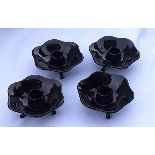 Cambridge Glass Company Antique Cambridge Ebony Candle Holders - Set of 4 For Sale - Image 4 of 9
