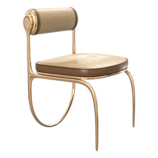"La Grande Aquila" Chair, With Bronze and Tailor Made Leather For Sale