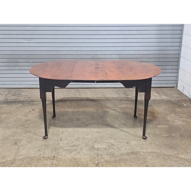 Late 20th Century Tiger Maple Dining Table Black Painted Base 2 Leaves Benchmade For Sale In Cleveland - Image 6 of 17