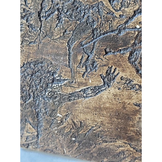 1970s The Buffalo Dance Frederic Remington Impression Chalkware Relief For Sale - Image 4 of 14