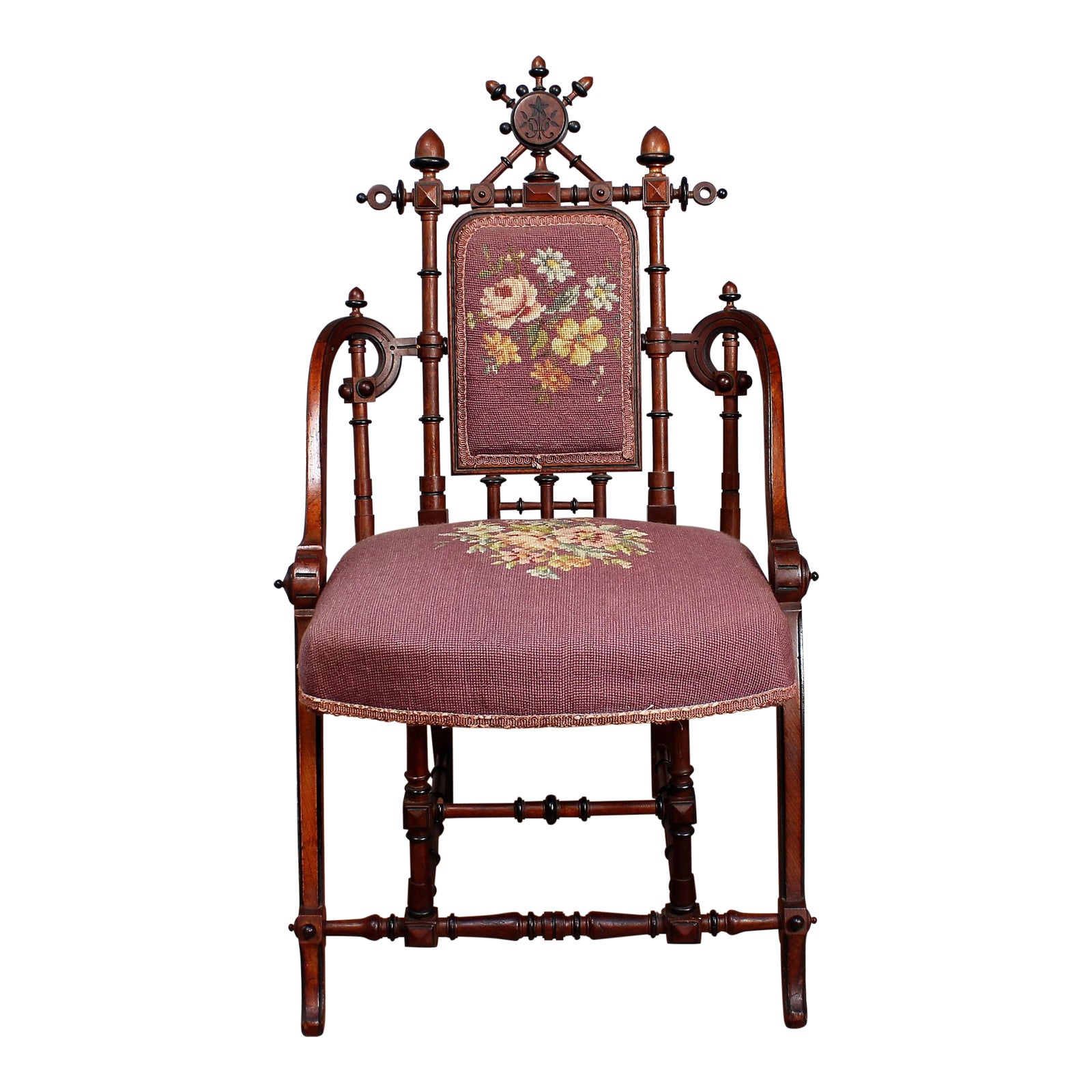 Hunzinger Needlepoint Walnut Chair Chairish