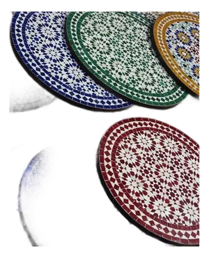 Handcrafted Moroccan Zellige Mosaic Dining Table – Round – 100 Cm (≈ 39 In) – Wrought Iron Base