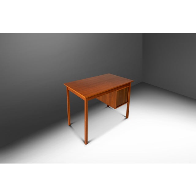 Wood Danish Mid-Century Modern Petite Writer's Desk in Teak by Faarup Møbelfabrik Attributed to Ib Kofod Larsen, C. 1980s For Sale - Image 7 of 18