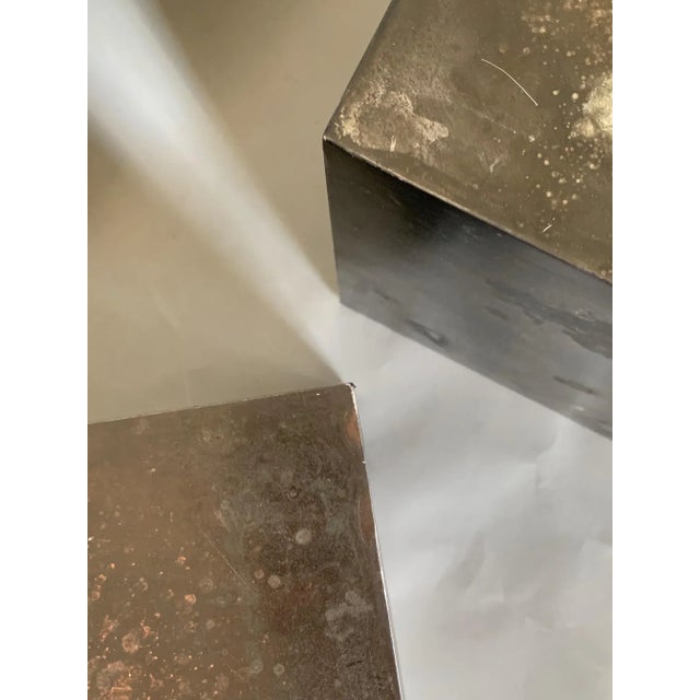 Patinated Steel Cubes-a Pair For Sale - Image 4 of 11