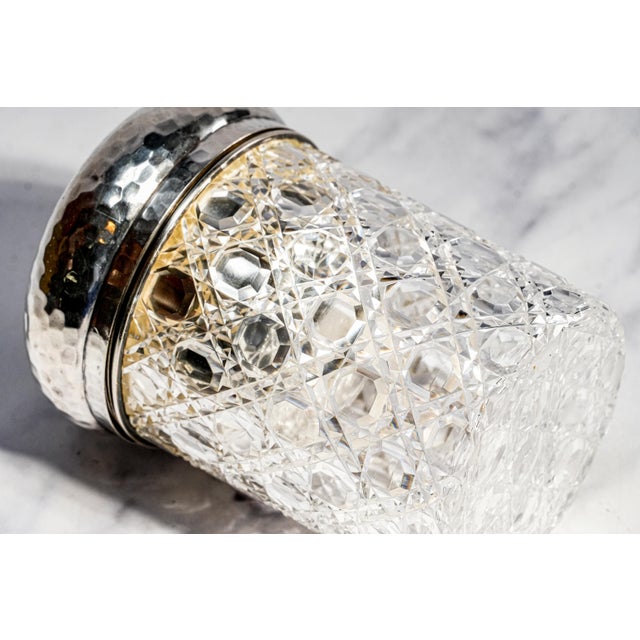 Exceptional Antique French 950 Sterling Silver Crystal Hobnail Tobacco Humidor Canister Tobacciana For Sale In New York - Image 6 of 17