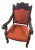 Vintage Wooden Armchair With Red Upholstery – Carved Details and Claw Feet, Vintage Accent Chair For Sale