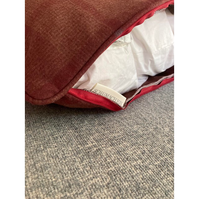 18" Schumacher Montana Wool Plaid 66665 Pillow in Burgundy For Sale - Image 15 of 18