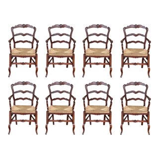19th Set of Eight Spanish Armchairs With Cane Seat For Sale