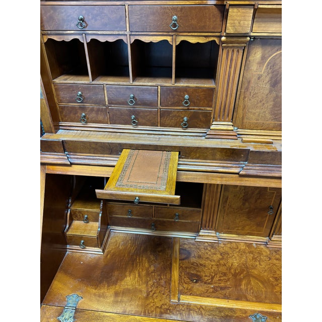 Late 20th Century Italian Burl Wood Secretary Cabinet by k.p.s. New YorkWith Mirrored Doors, 7’8” For Sale - Image 9 of 9