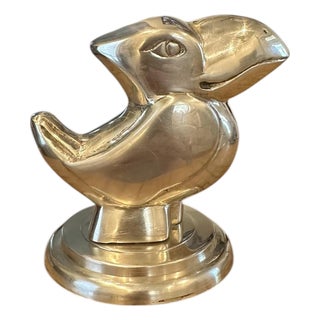 Vintage Brass Kansas University “Big Jay” Jayhawk Paperweight / Paper Weight / Figure / Object For Sale