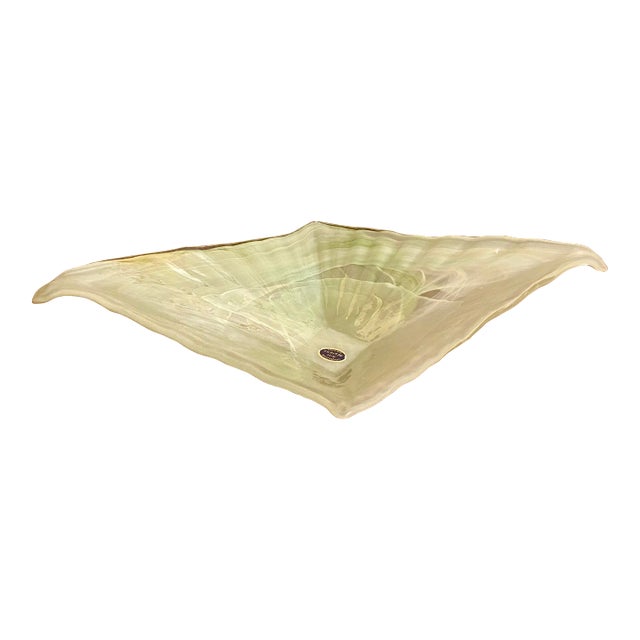 Vintage Lavorazione Murano Art Glass Handblown Free Form Bowl For Sale