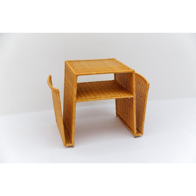1960s Italian Rattan Side Table and Magazine Rack, 1970s For Sale - Image 5 of 13