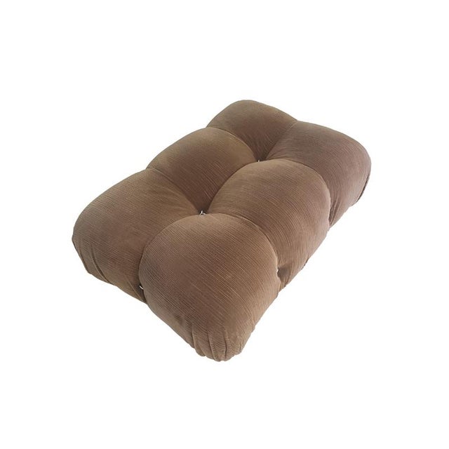 Set of modular armchairs and poufs in brown corduroy, mod. Camaleonda designed by mario bellini for c&b italia in 1970....