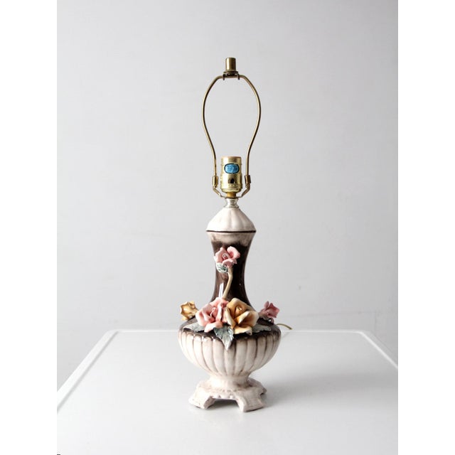 Mid-Century Modern Mid 20th Century Italian Capodimonte Porcelain Floral Lamp For Sale - Image 3 of 13