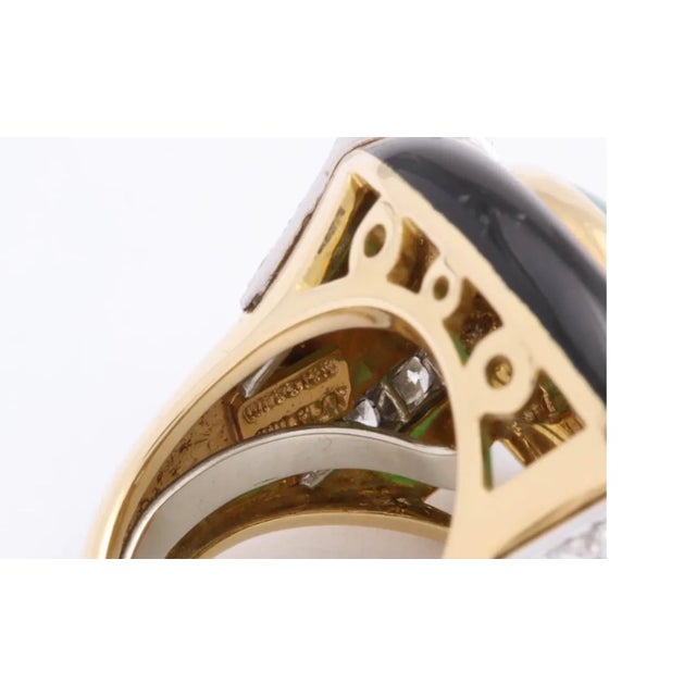 David Webb 18kt, Platinum and Diamond - Jade & Onyx Ring For Sale In New York - Image 6 of 9