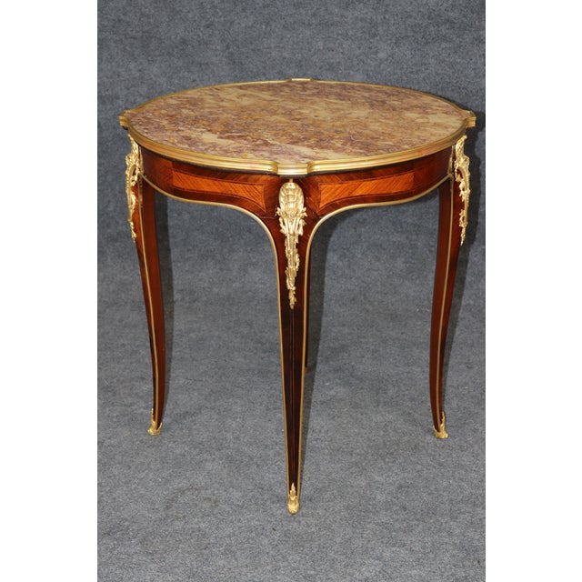 Paul Sormani Late 19th C French Louis XV Style Marble Top Bronze End Table by Sormani For Sale - Image 4 of 11
