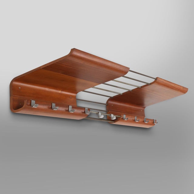 Mid-Century Coat Rack in Bent Plywood attributed to De Coene, Belgium, 1960s For Sale - Image 14 of 14