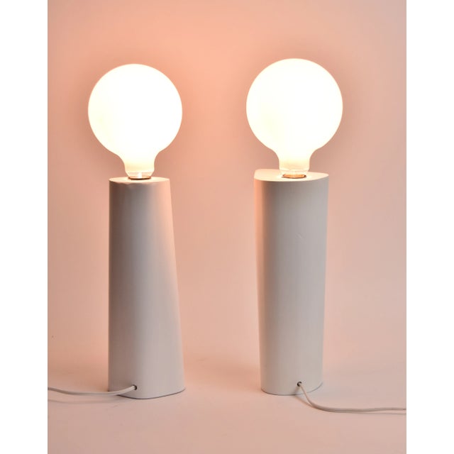 Late 20th Century Pair of Custom Made Mirrored Table Lamps With White Painted Wood Base For Sale - Image 11 of 13